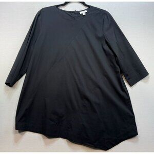 J.Jill Womens 3/4 Sleeve Tunic Asymmetrical Blouse Shirt M Black